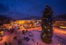 The centre of the town in winter